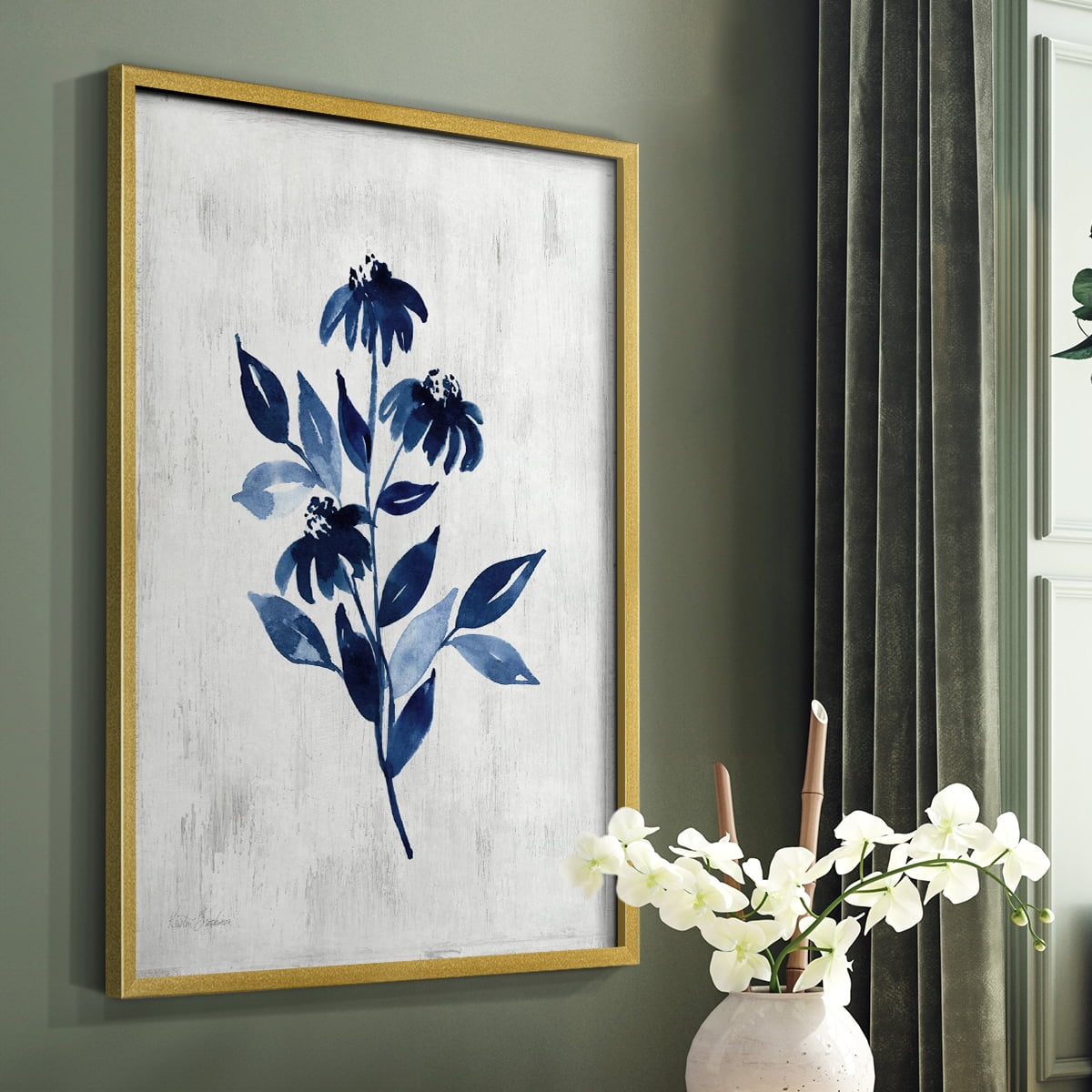Wild Indigo I Framed Print in Gold Solid Wood 11 x 14 Framed Print