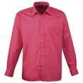 thumbnail image 1 of Premier - Camisa lisa de manga larga con bolsillo formal/para trabajar caballero/hombre (Rosa Chillón), 1 of 1