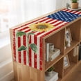 thumbnail image 6 of American Flag Table Runner, Sunflower Vintage USA Flag Washable Cotton Linen Table Runners 108 Inches Long, Dresser Scarf Runner for Dining/Living Room/Kitchen/Square Tables 13''x108'', 6 of 9