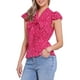 thumbnail image 4 of Blusa de mujer INSPIRE CHIC con lunares, cuello con lazo, mangas acampanadas, top para el trabajo en color rosa intenso, 4 of 6