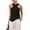 Black, variant on Women Halter Cross Over Collar Tank Knit Sleeveless Top Solid Color Casual Summer Blouse
