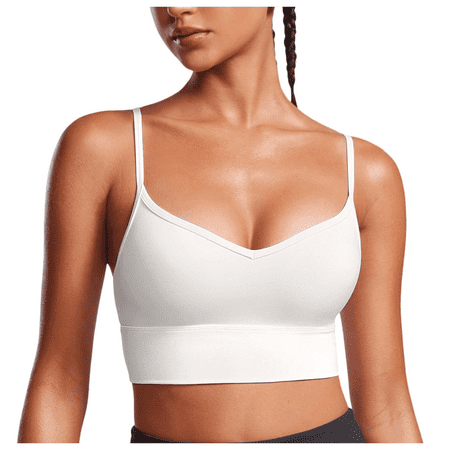 Fulorrnie Bras for Women Plus Size Comfort Wirefree Supportive Seamless Yoga Sports Workout Gym Compression Plunge Ventilated Bra White S