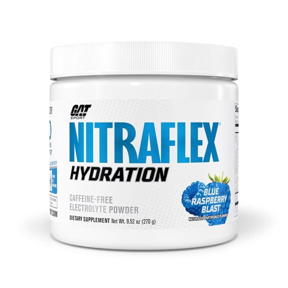 GAT SPORT Nitraflex Hydration Powder, Performance Electrolytes, 45 Servings, Blue Raspberry Blast