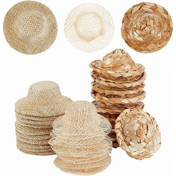 30 Mini Straw Hats Craft Hats Ornaments Woven Caps for DIY Craft Woven Caps DIY