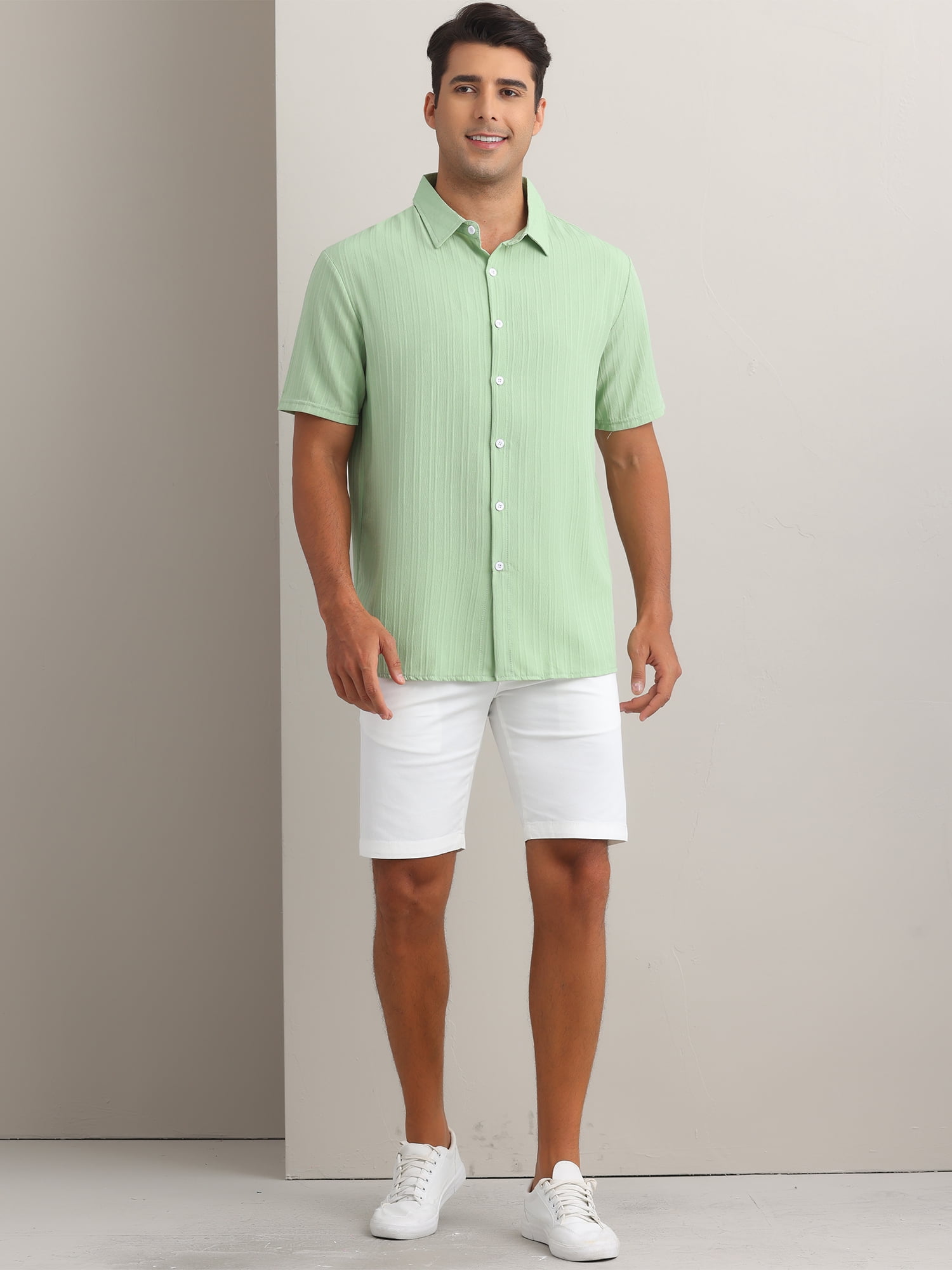DARING DIVA Men's Short Sleeve Button Down Beach Summer Casual Shirt for Men S Green