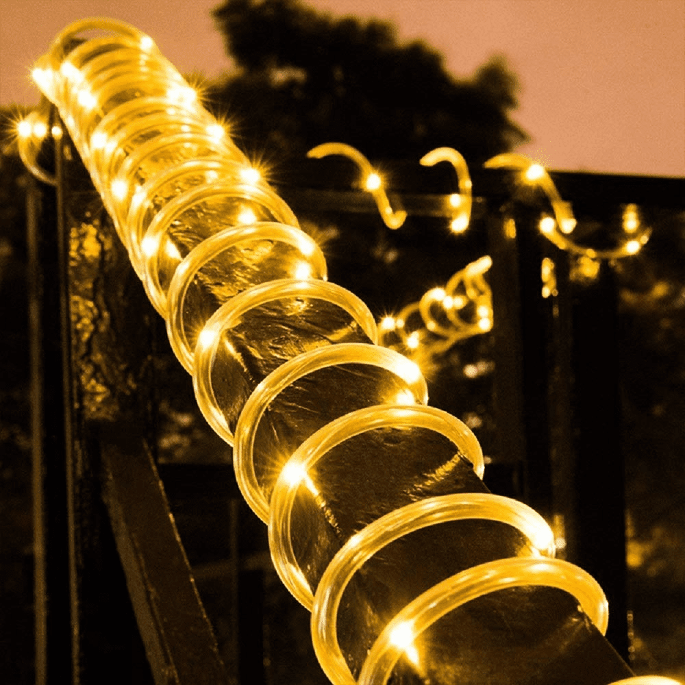 10M 100 LED Outdoor Solar Rope String Light Fairy Lights Xmas Tree Lamp Decor 