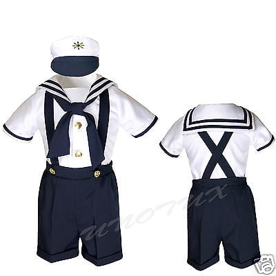 Baby Boys Summer Short Set All In One Sailor Romper Suit Outfit Newborn Babygrow 