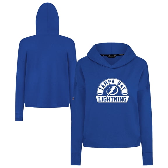 Women's Levelwear  Royal Tampa Bay Lightning Sweet Banner Arch Tri-Blend Cropped Pullover Hoodie