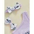 thumbnail image 4 of SXYPAYXS Newborn Baby Girl Summer Outfits Floral Bow One Shoulder Romper Bodysuit and Headband Set Infant Cute Clothes, 4 of 7