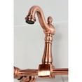 thumbnail image 4 of Kingston Brass KS244PLAC Heritage Double-Handle 2-Hole Wall-Mount Bridge Kitchen Faucet in Antique Copper, 4 of 8