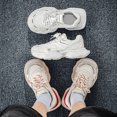 thumbnail image 3 of Men's All White Mesh Chunky Dad Sneakers Shock Absorbing Non Slip Height Increasing Retro Street Walking Shoes, 3 of 5