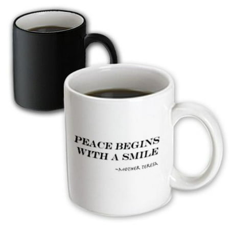3dRose Peace begins with a smile, Mother Teresa quote, Magic Transforming Mug,...