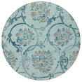 thumbnail image 5 of HomeRoots 585672 8 ft. Round Floral Washable Indoor & Outdoor Area Rug, Teal Blue, Gray & Aqua, 5 of 5