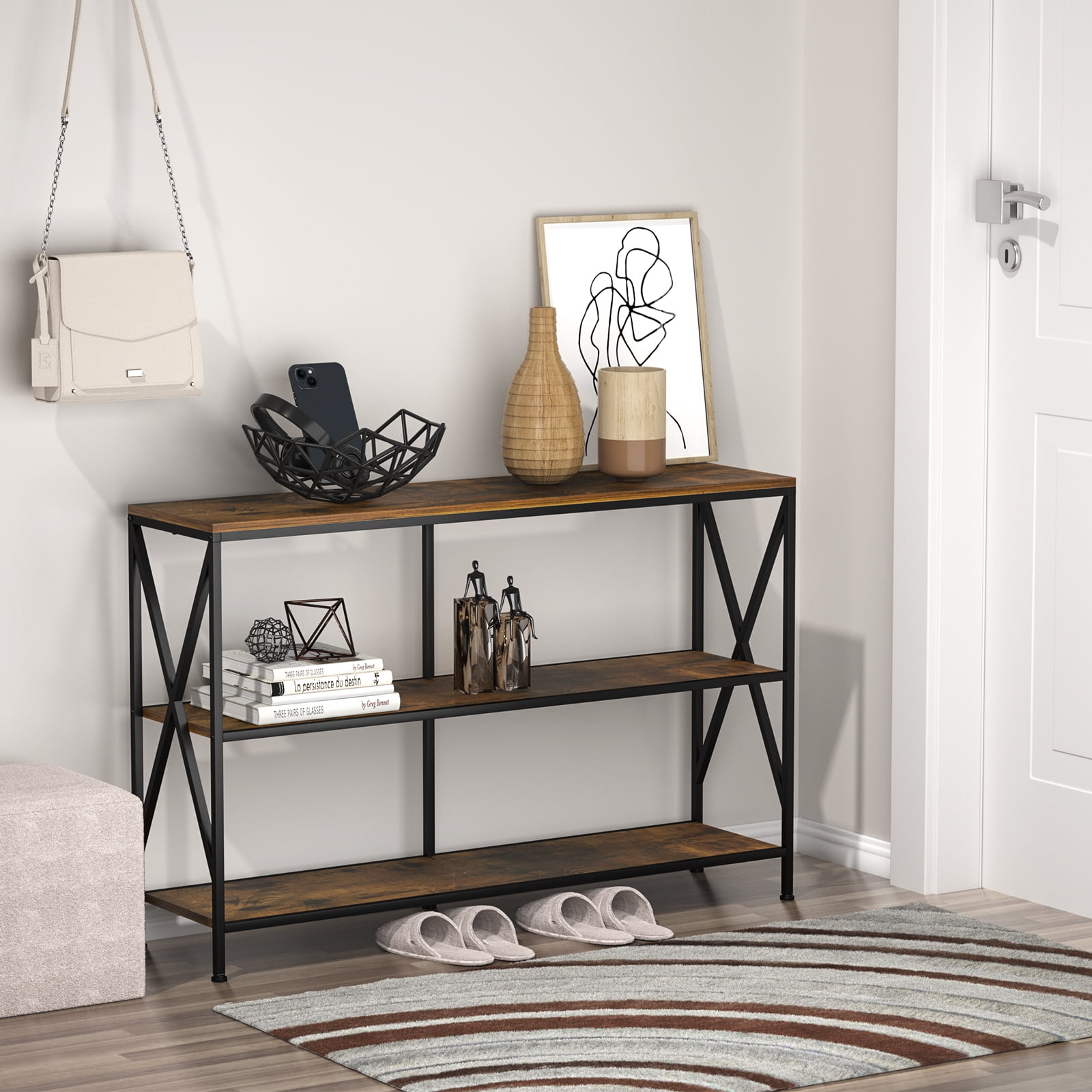 Behost 45inch Console Table, Sofa Table  Entryway  Table TV Stand  Living Room,  Material Wood Metal