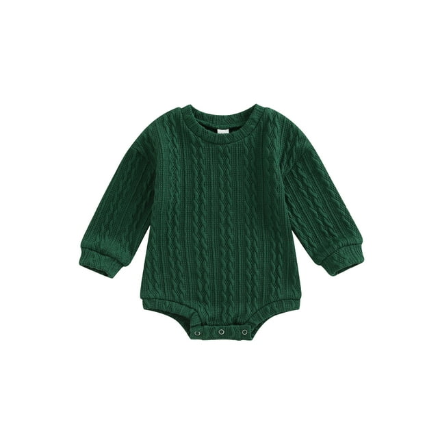 ZAXARRA Bébé Filles Garçons Pull Romper Couleur Unie Col Rond à Manches Longues Combinaisons Automne Hiver Tricoté une Seule Pièce Vêtements