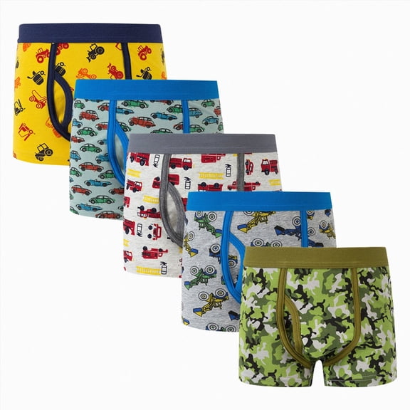 Splozh Boy Boxers 5pcs Infant Toddler Big Kids Boys Underwear Dinosaur Cartoon Boxer Shorts Pants,Grey,6-7 Years