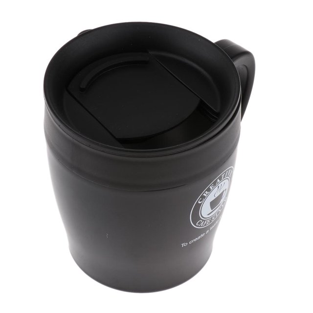 Vaso de Taza de material acero Inoxidable con Aislamiento Botella de Agua de Doble Pared Botella de Agua para Refrescos de La 350ml Negro BLESIY Taza de café de acero inoxidable