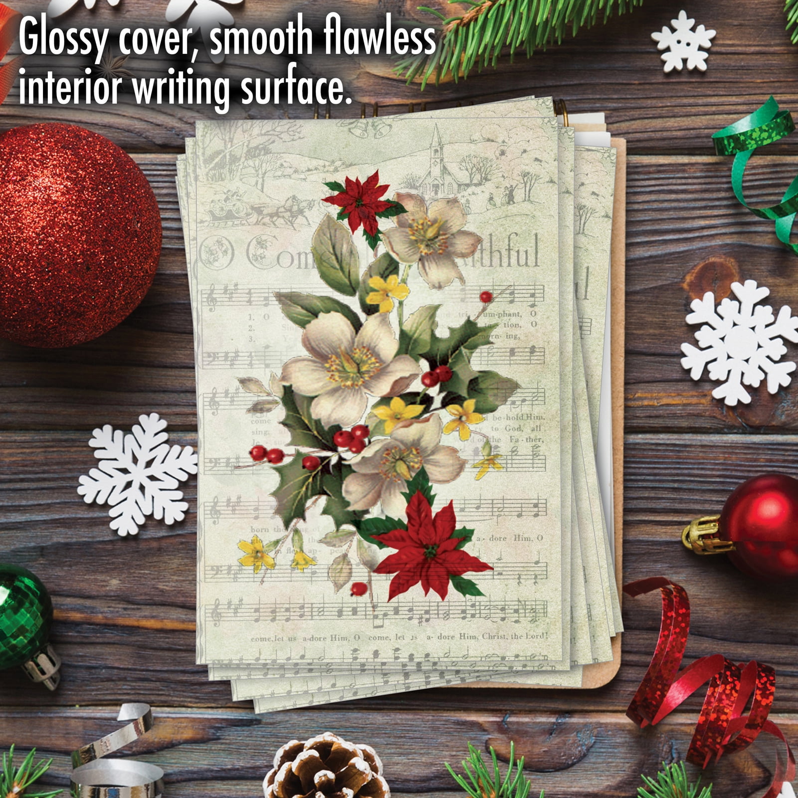 Pack of 12 Merry Christmas Greeting Cards (1 Design, 12 Cards) - Holly Notes Christmas Thank You Cards B6650DXTG