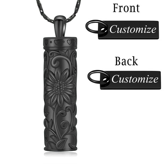 Cylinder with sunflower print Cremation Jewelry for Ashes  Urn Necklace Lockets Memorial Jewelry