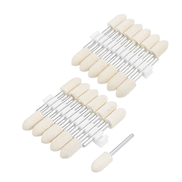 Ruedas de pulido de puntos montados de fieltro de lana de 8mm cónicas con vástago de 1/8 pulgadas para herramienta rotativa 24pcs