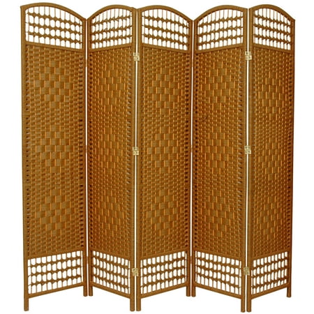 Oriental Furniture 5 1/2 ft. Tall Fiber Weave Room Divider - Light Beige - 5 Panel