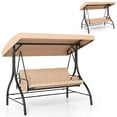 thumbnail image 1 of Costway 3-Seat Patio Swing with Canopy with Removable Cushions & Side Pockets Stand Beige, 1 of 10