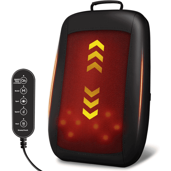 4D Shiatsu Back Massager with Heat, deep tissue pain relief, up/down rolling, spot massage, portable cushion gift for back, shoulder, lumbar