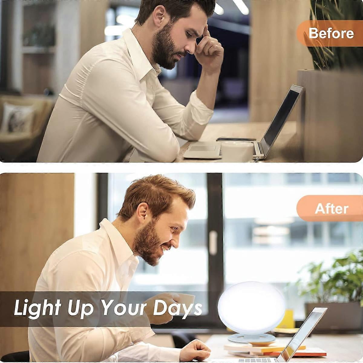 Sunlight Simulation Lamp, Full Spectrum UV-Free LED Light, Portable Design & Sunrise Alarm Clock, Adjustable Brightness & Color, for Mood Boost &