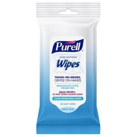 PURELL Hand Sanitizing Wipes, Clean Refreshing Scent, 10 Count Travel Pack (Pack of 24) - 9136-24-CMR