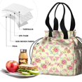 thumbnail image 4 of Pioneer Flower Floral Print Pattern Drawstring Lunch Bag Women - Drawstring Lunch Bag Insulated for Work Office - Stain-Resistant Large Lunchbags for Women with Multi-Pockets, 4 of 6