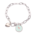 thumbnail image 1 of Patrón de caminar Flamingo Pulsera de cadena de corazón joyería encanto moda, 1 of 3