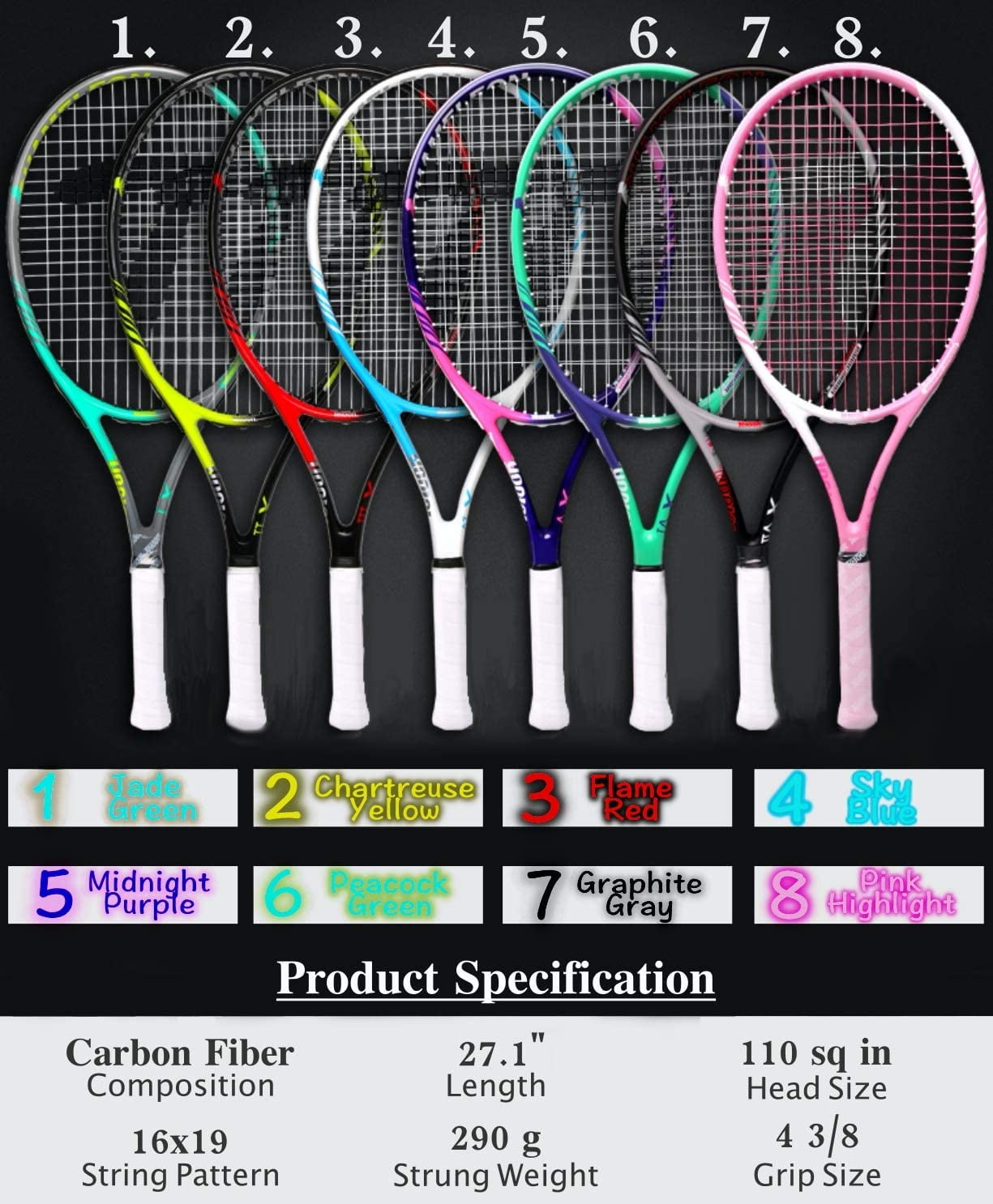 Teloon Sensus Series - Adult Tennis Racquet, Women Tennis Racket Includes Bag Cover, Shock Absorber, Tennis Grip (Midnight Purple)