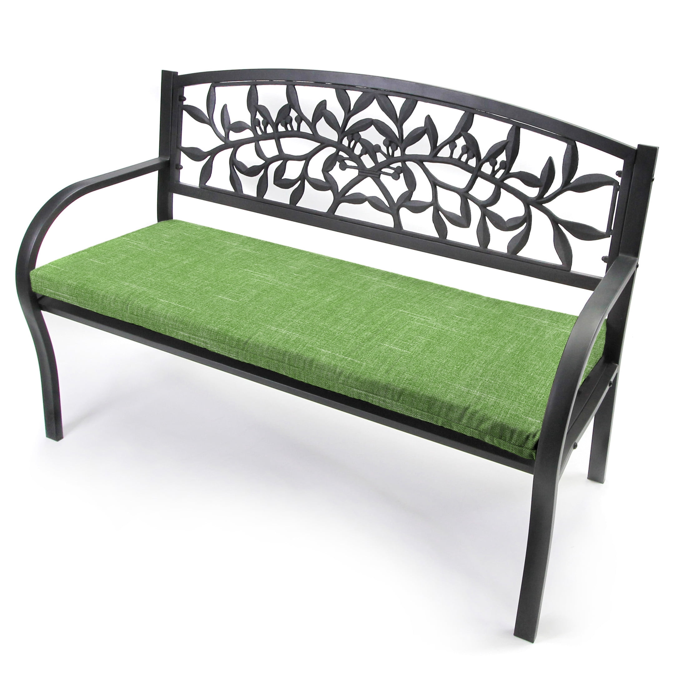 Jordan Manufacturing 48" x 18" Tory Palm Green Crosshatch Rectangular Outdoor Settee Swing Bench Cushion with Ties