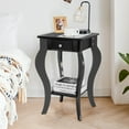 thumbnail image 3 of Costway End Side Table with Drawer Bottom Shelf Accent Nightstand Bedroom Black, 3 of 10