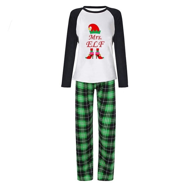 Pijamas navideños a juego para mujer, conjunto de pijamas verdes para mujer, Sra. ELF