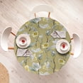 thumbnail image 4 of Ambesonne Floral Boho Fitted Round Tablecloth, Japanese Spring Floral, 56"- 60" Diameter, Pale Green Off White, 4 of 5