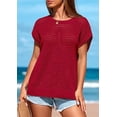 thumbnail image 3 of PRETTYGARDEN Womens Spring Tops Summer Shirts Crochet Cap Sleeve Sweater Pullover Cute Crew Neck Beach Cover Ups, 3 of 8