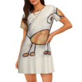 thumbnail image 4 of Salouo Brown Cat Cartoon Print Short Sleeve Sleepshirt for Womens Comfy Nightgown Scoopneck Cute Nightdress Ruffle -3X-Large, 4 of 7