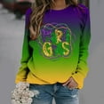 thumbnail image 3 of Tbopshirt Womens Tops,Mardi Gras Clothing,Carnival Fashion Printed Long Sleeved Round Neck Top,Tops for Women's, 3 of 5