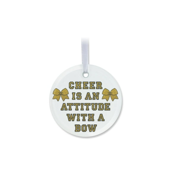 1 Pack - Cheerleading Attitude Tempered Glass Christmas Ornament - 3 Inch Round