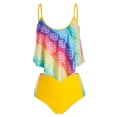 thumbnail image 1 of Tamaño más asimétrica del volante del arco iris del teñido anudado de baño tankini Rosegal Monos y mamelucos tallas grandes, 1 of 5