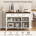 thumbnail image 5 of ROGALIS 48"Buffet Cabinet with Storage, Sideboard Cabinets with 2 Drawers and 3 Doors , Farmhouse Coffee Bar Cabinet with Adjustable Shelves for Living Room Dinning Room Kitchen,Wanut&White, 5 of 7