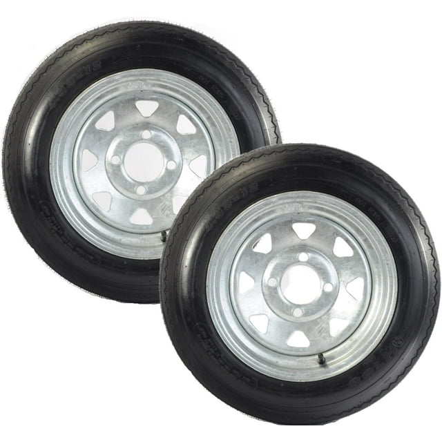 eCustomrim 2-Pack Trailer Tire Rim 4.80-12 12 in. Load Range C 4 Lug Galvanized Spoke Wheel - 2 Year Warranty w/Free Roadside