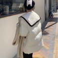 thumbnail image 3 of Parka holgada de retazos coreanos Rimocy para mujer, chaqueta de manga larga con solapa azul marino de invierno 2021, abrigos acolchados de algodón con botones para mujer, 3 of 6
