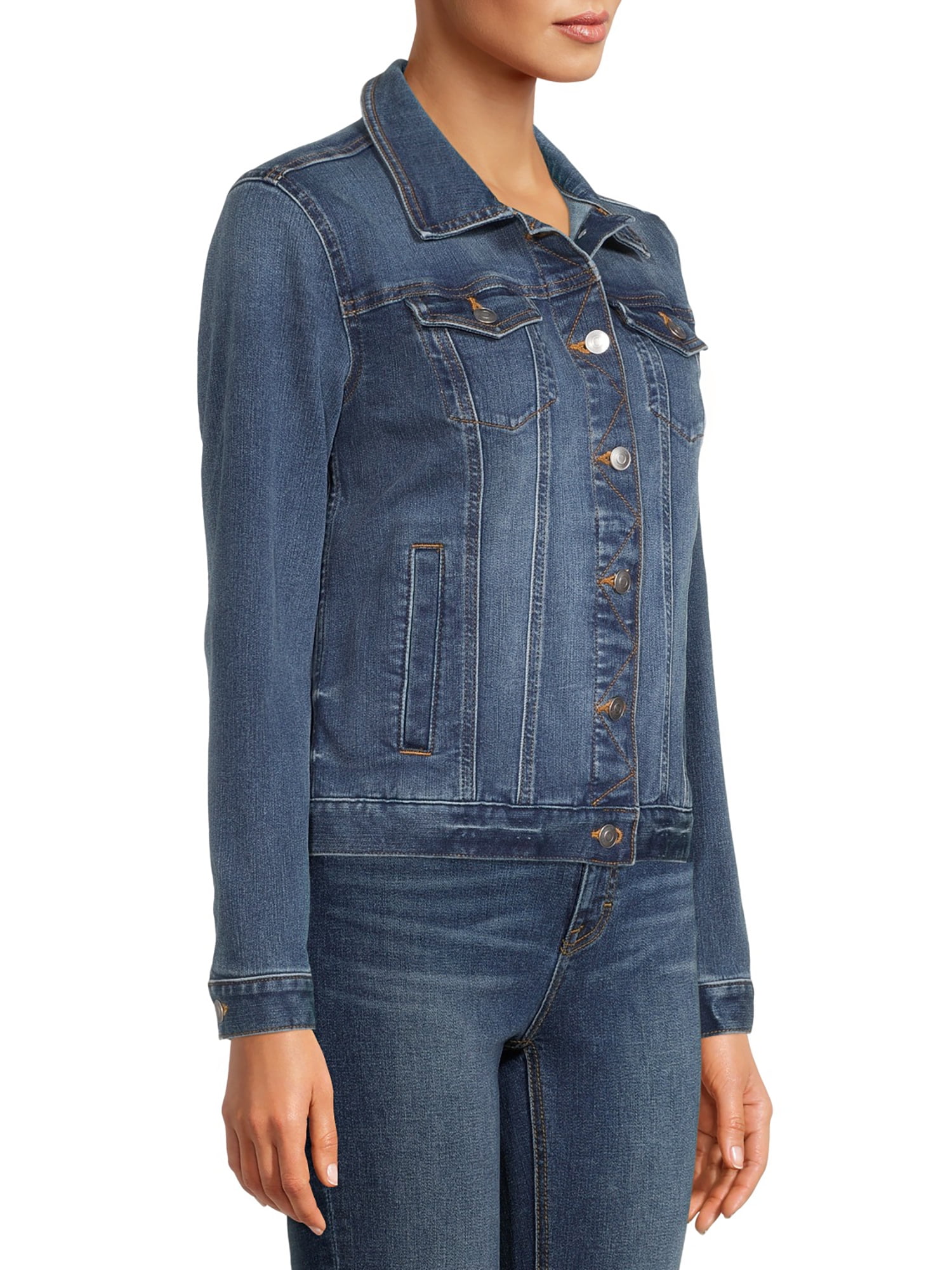 Time and Tru Women's Button Down Denim Jacket, Sizes XS-XXXL