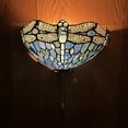 thumbnail image 3 of Enjoy Decor Lamps Classic Sconces with Blue Stained Glass Dragonfly Half Moon Pull Chain Switch LED Bulb Included, 3 of 5