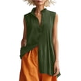 thumbnail image 2 of TGSLY Women's Mandarin Collar Tank Tops Lightweight Soft V Neck Button-Down Sleeveless Shirts Oversized Fit High-Low Hem Solid Color Tunic Blouses XL, 2 of 10