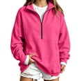 thumbnail image 3 of Women Solid Quarter Zip Sweatshirt Sevevn Stand Collar Drop Shoulder Long Sleeve Loose Fit Casual Oversized Pullover Tops For Everyday Loungewear, 3 of 7