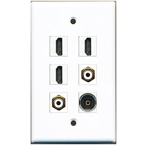 RiteAV - 3 HDMI 2 Port RCA White 1 Port Toslink Wall Plate