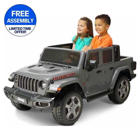 Jeep Gladiator Rubicon 12V Battery Powered Ride on, 2 Seater, Children Ages 3-5, Max Spped 5 MPH, Gray